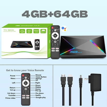 R69 plus Voice Control 8K Ultra HD TV Box Octa Core Allwinner H728 Supports Netflix WIFI 6 Set Top Box