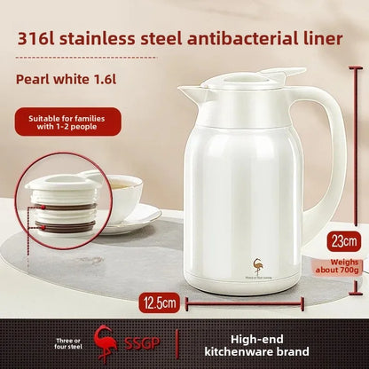 German Three Four Steel 316 Stainless Steel Insulated Tea Pot Home Use Steaming Tea Pot Insulated Water Pot Hot Water Bottle