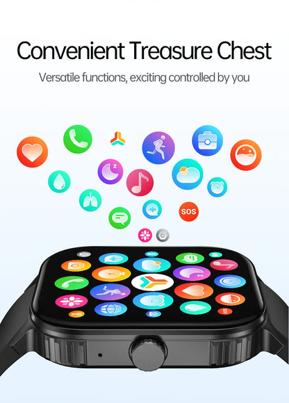 2025 new smart watch 1000MAH 2.04 inch ultra HD screen all day health heart rate detection 70+ sports IP68 waterproof BT call