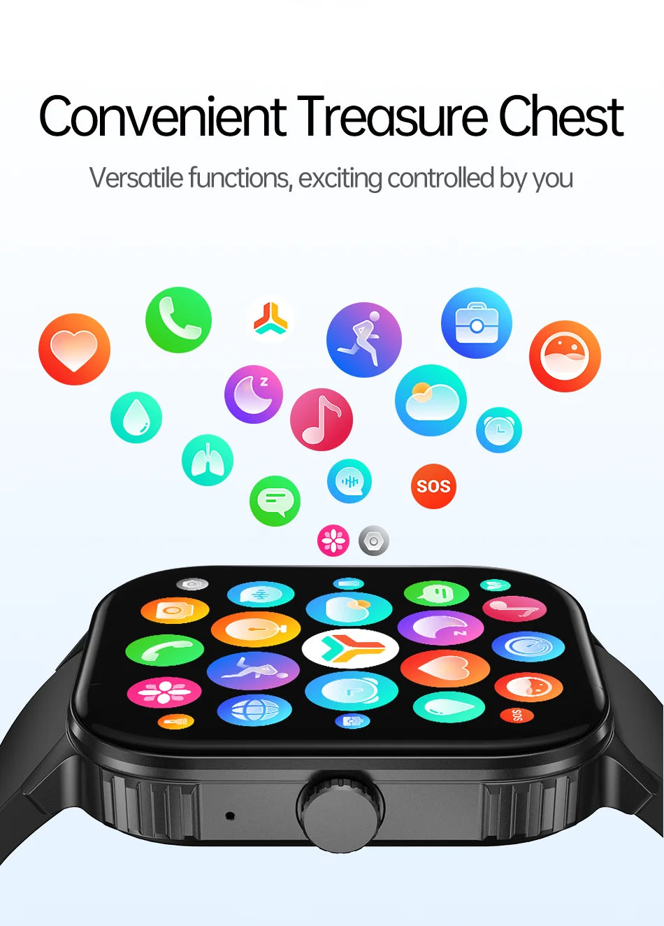 2025 new smart watch 1000MAH 2.04 inch ultra HD screen all day health heart rate detection 70+ sports IP68 waterproof BT call