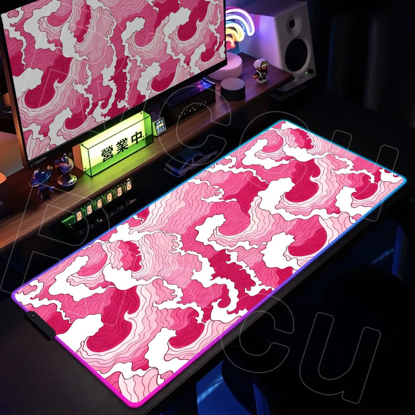 RGB HD Printing XXL Japanese style waves Mouse Pad Large Computer Office Game Table Rubber Gaming Mousepad expand LED Desk Mat