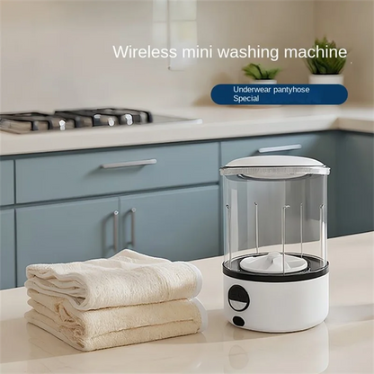 A White 2L Mini Washing Machine, 2000Mah, Fully Automatic Portable Turbine Led Washing Cup, and Compact for Children's Clothing, Underwear, Panties, and Socks