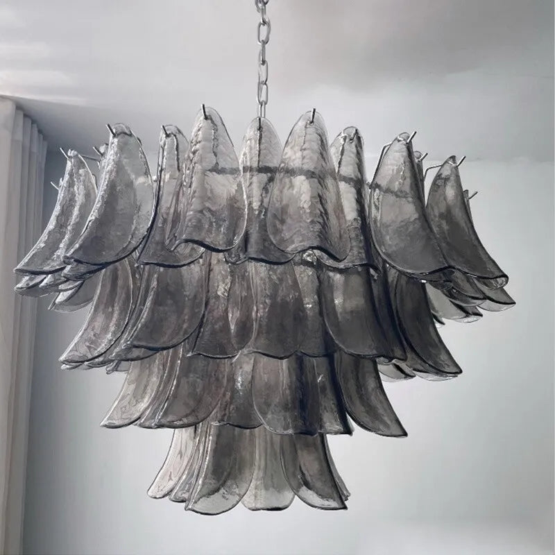 Murano Gray Glass Artistic Shell Design Indoor Led Chandelier Lamps For Bedroom Living Dining Room Home Decor Lighting