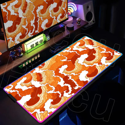 RGB HD Printing XXL Japanese style waves Mouse Pad Large Computer Office Game Table Rubber Gaming Mousepad expand LED Desk Mat