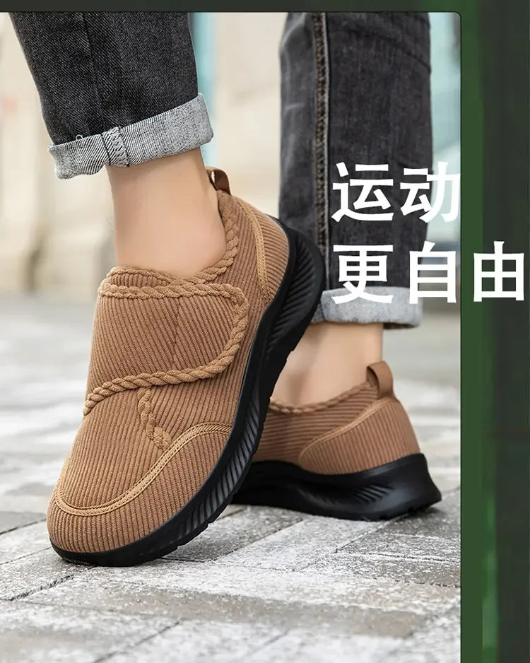 Wide Footed Shoes Winter Suede Casual Shoes Men Anti Slip Sole Loafers Women Minimalist Style Snow Comfortable Thick Soled Shoes