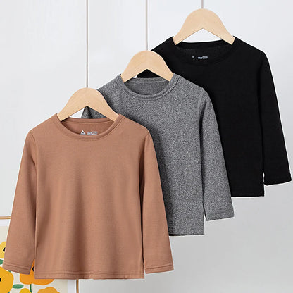 1/3/5 Pack Children's Solid Color Long Sleeve T-shirt Boys' Casual Joker bottoming shirt Girls' Comfortable Brothers and Sisters