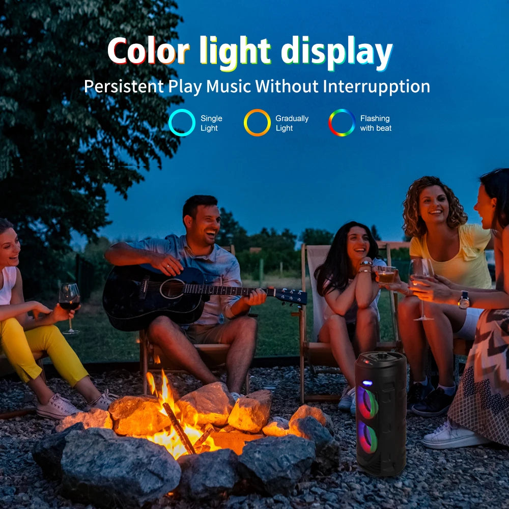Large Square Dance Portable Bluetooth Speaker LED Colorful Light Soundbar Column KTV Soundbox Wireless Subwoofer HiFi Boombox