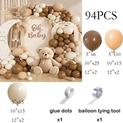115pcs Baby Blue Balloons Garland Birthday Party Decor Balloon Arch Kit Skin Khaki Globos Baby Shower Gender Reveal Decoration