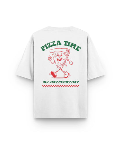 Men Cotton T-Shirt Funny Pizza Time graphic print T Shirt Unisex O-neck short-sleeved Tee Oversized casual Tshirts streetwear
