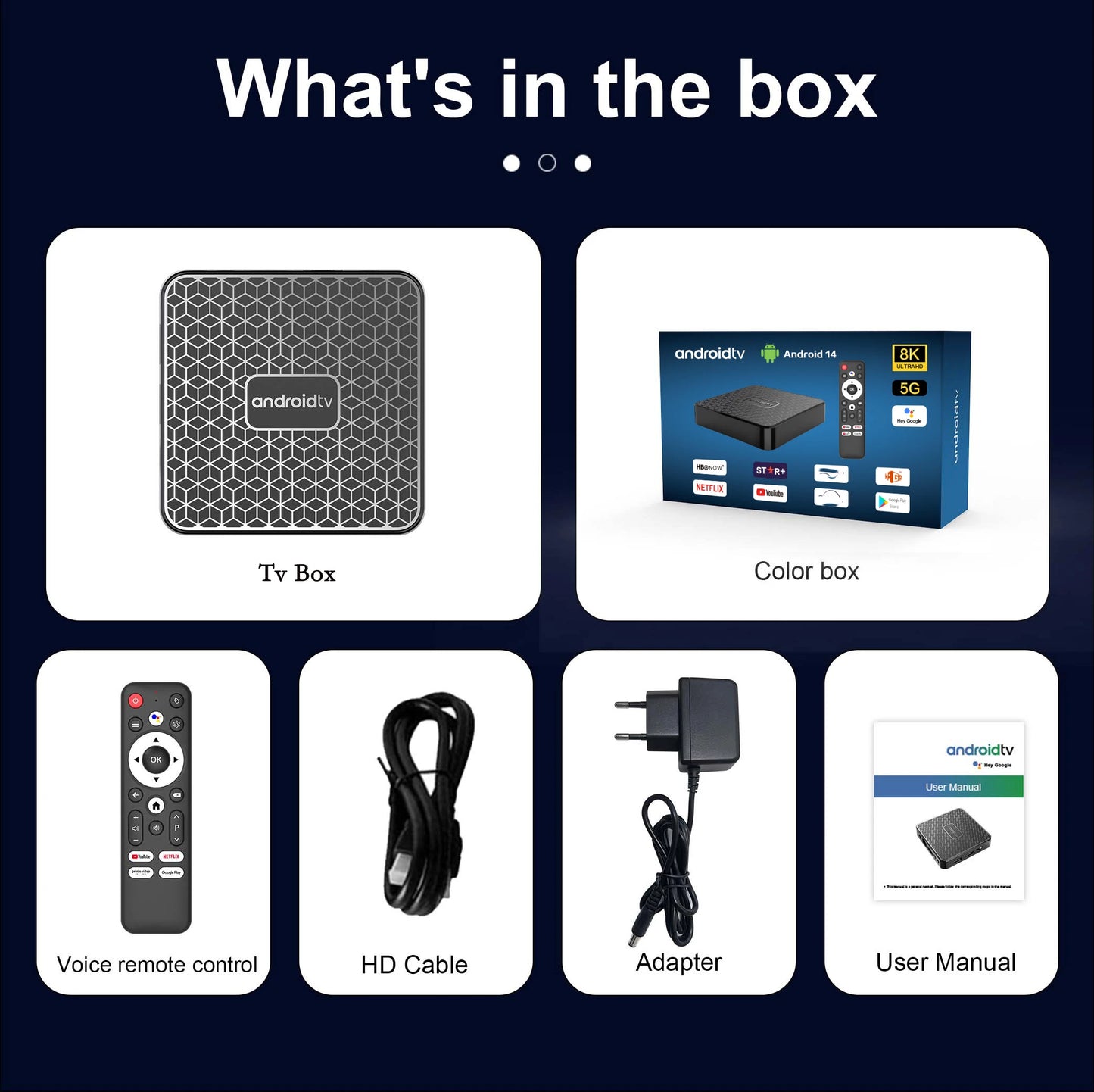 Android14.0 Smart TV Box 4K Streaming RK3518 Dual WiFi 2.4G/5.8G Hulu Google Play TikTok Fast Quad Core Voice Remote Media Playe