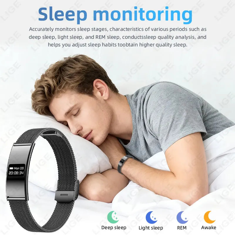 LIGE New 2.8mm Ultra-thin Smart Wristbands Heart Rate Health Monitoring Smart Bracelet Waterproof Sports Electronic Smart Watch