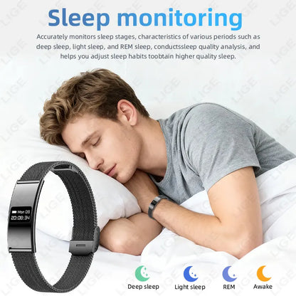 LIGE New 2.8mm Ultra-thin Smart Wristbands Heart Rate Health Monitoring Smart Bracelet Waterproof Sports Electronic Smart Watch