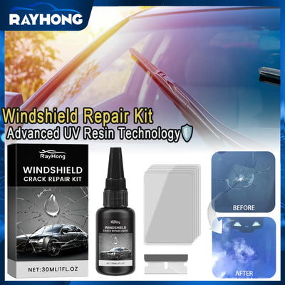 Professional Windshield Repair Kit Permanent Crack Repair Resin for Car Glass DIY Fix Chip Scratch Crack with UV Light Cure 30ml