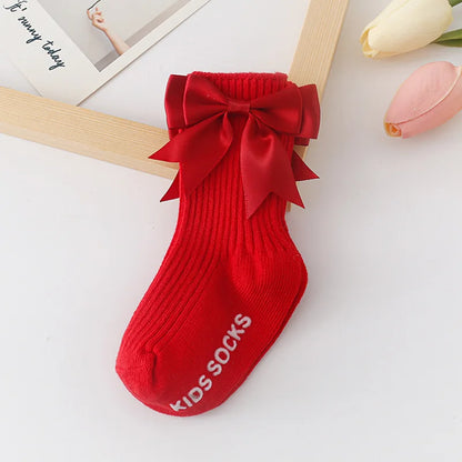 Toddler Socks Baby Accessories Girl Cute Bow Non-slip Floor Socks Children Kids Mid-tube Cotton Socks Infant Newborn Boy Clothes