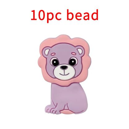 1/3/10pcs Lion Baby Silicone Teether Beads Toy DIY Pacifier Chain Necklaces Pendant Bite Chew Rodent For Teething Kids Toys