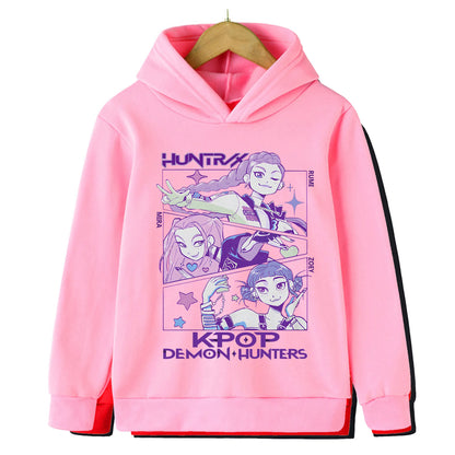 2025 Movie KPop Demon Hunters Cartoon Girls Boys Hoodies Children's Korean Wave Print Fashion Casual Tops Casual Girls Clothing