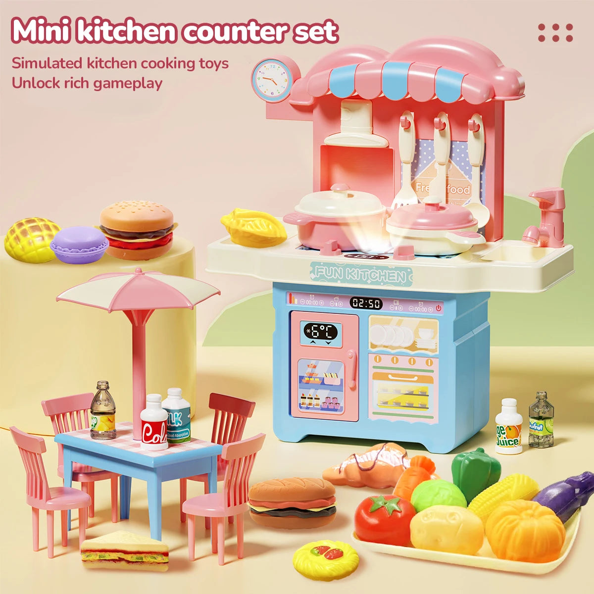 Simulated Kitchen Toy Play Set Miniature Food Pretend Play House Appliance Laundry Cookware Children Role-Playing Toys Girl Game