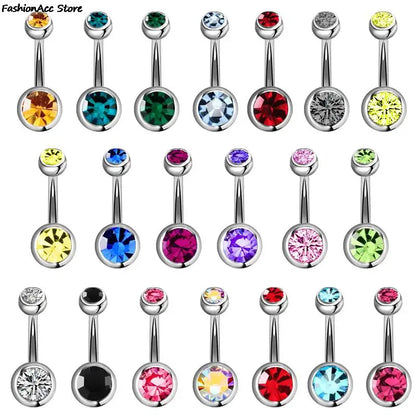 5/10/15/20pcs/lot Single Crystal Rhinestone Belly Button Rings Navel Piercings Ombligo Multicolor Ball Nombril Surgical Steel