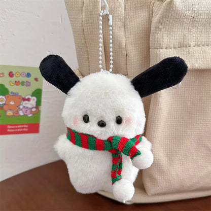 2025 New Pochacco Key Chain Sanrio Cute Doll Girl Diy Bag  Kawaii Room Decoration Pillow Couple Gift Cute Christmas Gift
