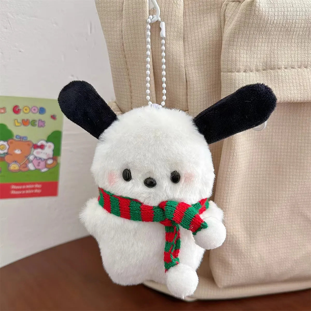 2025 New Pochacco Key Chain Sanrio Cute Doll Girl Diy Bag  Kawaii Room Decoration Pillow Couple Gift Cute Christmas Gift