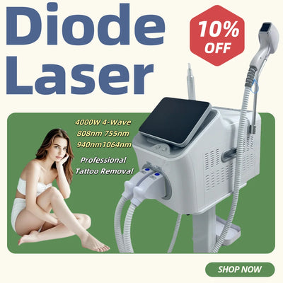 2 IN 1 Soprano Titanium Ice Platinum 4000W Diode and pico 755 808 940 1064nm 4 Wavelength Laser Hair Removal Machine Painless