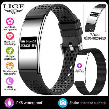 LIGE New 2.8mm Ultra-thin Smart Wristbands Heart Rate Health Monitoring Smart Bracelet Waterproof Sports Electronic Smart Watch