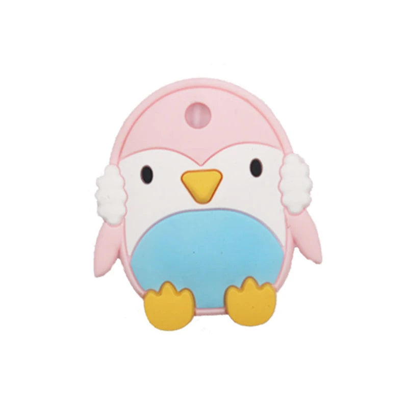Baby Teethers Silicone Teething Toy 1pc DIY Pacifier Clips Accessories Cartoon Penguin  Kids Product Food Grade Silicone Goods