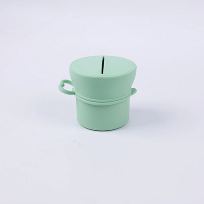Portable Silicone Cup with Handle Food Grade Easy Clean Travel Mug BPA Free Leak Proof Drinking Cup for Outdoor Office