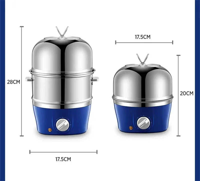 Multi-Function Stainless Steel Double-Layer Egg Cooker – Steamer, Poacher, and Breakfast Maker Egg Boiler Mini Kitchen Appliance