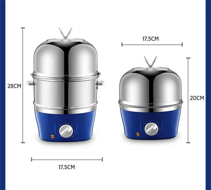 Multi-Function Stainless Steel Double-Layer Egg Cooker – Steamer, Poacher, and Breakfast Maker Egg Boiler Mini Kitchen Appliance