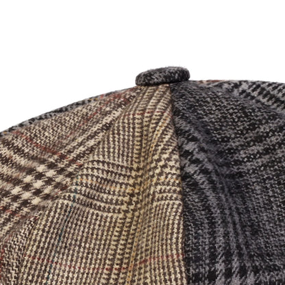 Unisex Retro Grid Stitching Newsboy Caps Men British Painters Hats Spring and Autumn Berets Hip Hop Berets