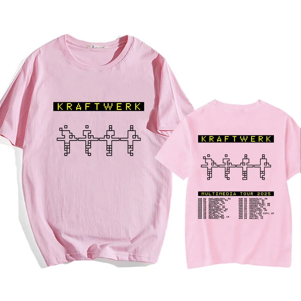 Electronic Band KRAFTWERK Tshirts Cotton Short Sleeve Male T-shirt Summer Round Neck Hip Hop Streetwear Unisex Men/Women Tees