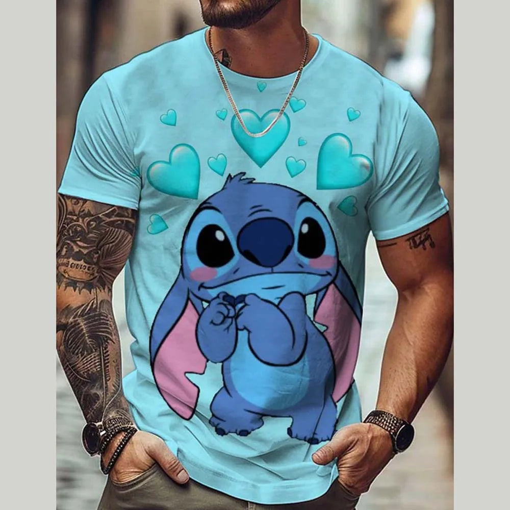Disney Lilo Stitch 3D Printed T-shirts for Men and Women O-neck Short Sleeve Casual T-shirts Boys Girls Street Fashion Summer