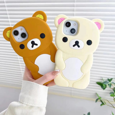 Cute Rilakkuma Bear Phone Case For iPhone 17 16 15 14 13 12 11 Pro Max Plus X XR XS Max 6 7 8 Plus Cartoon Silicone Back Cover