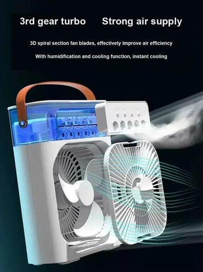 Home - Friendly Portable Fan Air Conditioner: 3 - in - 1 Design with Humidifier USB Electric LED Night Light