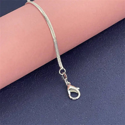 925 Sterling Silver Bracelet 2mm Flat Snake Bone Chain 20CM Women Men Wedding Accessories Jewelry Gifts