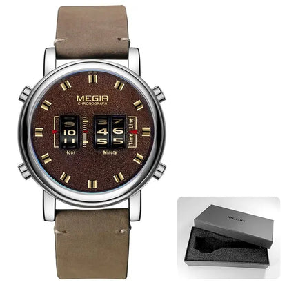 MEGIR 2020 New Luxury Watches Men Military Sport Roller Pointer Quartz Watch Man Fashion Stainless Steel Mesh Strap Wristwatch