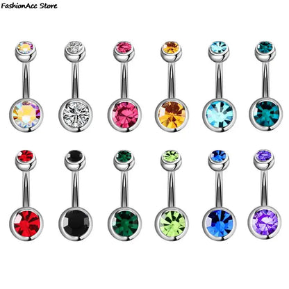 5/10/15/20pcs/lot Single Crystal Rhinestone Belly Button Rings Navel Piercings Ombligo Multicolor Ball Nombril Surgical Steel