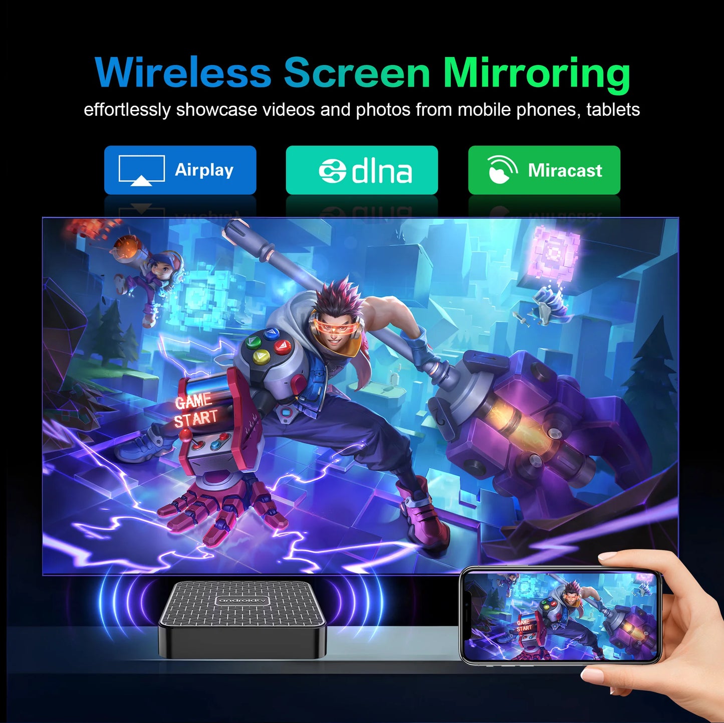 Android14.0 Smart TV Box 4K Streaming RK3518 Dual WiFi 2.4G/5.8G Hulu Google Play TikTok Fast Quad Core Voice Remote Media Playe