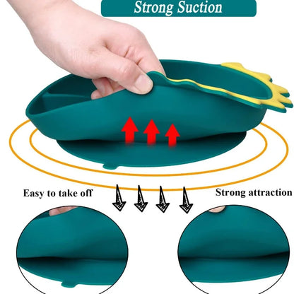 Baby Silicone Partition Supplementary Food Bowl Suction Cup Integrat Baby Dinosaur Dinner Plate Kid Product Anti Drop Tableware
