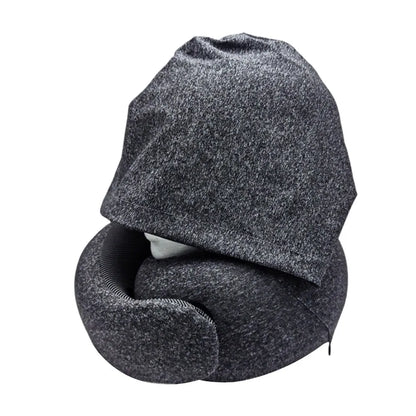 Portable Detachable Cover Travel Neck Pillow U-Shaped Hooded Feature Travel Bag Pillow Memory Foam Headrest Airplane Travel