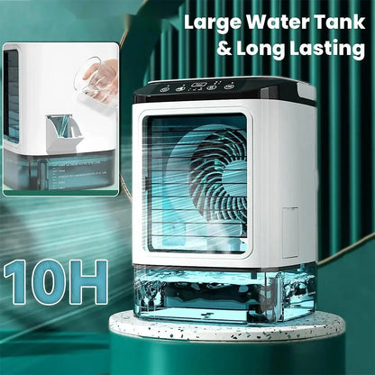 HOMEFISH Air Conditioner Portable Fan Desktop Dual Spray Ultrasonic Atomization 3-Speed Mute Air Cooler Night Light Electric Fan