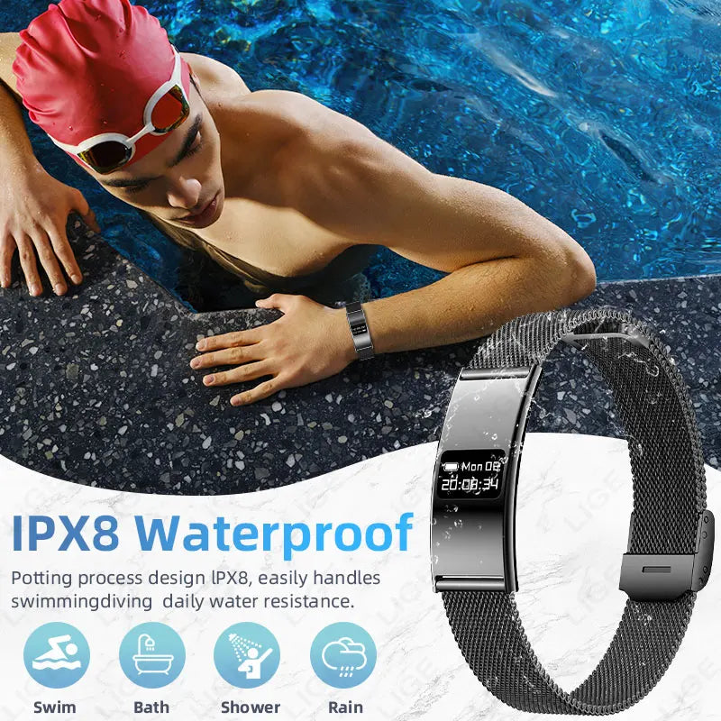 LIGE New 2.8mm Ultra-thin Smart Wristbands Heart Rate Health Monitoring Smart Bracelet Waterproof Sports Electronic Smart Watch