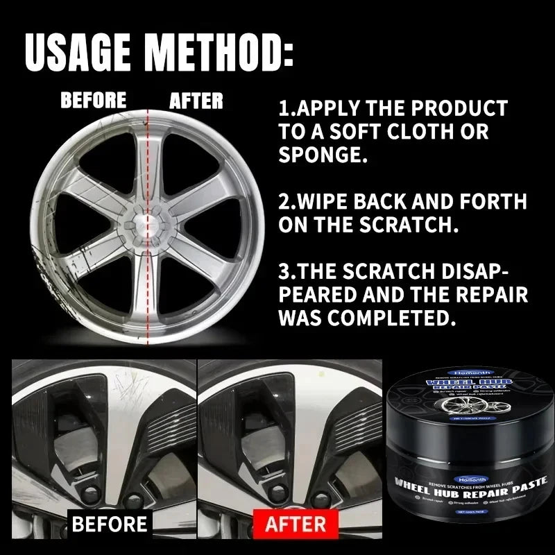 Car Wheel Rim Scratch Refurbishment Paste, Tire Rim Scratch Paint Repair Paste - Black And White Silver Aluminum Alloy Rim