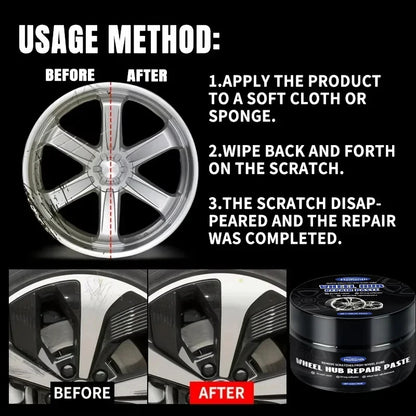 Car Wheel Rim Scratch Refurbishment Paste, Tire Rim Scratch Paint Repair Paste - Black And White Silver Aluminum Alloy Rim