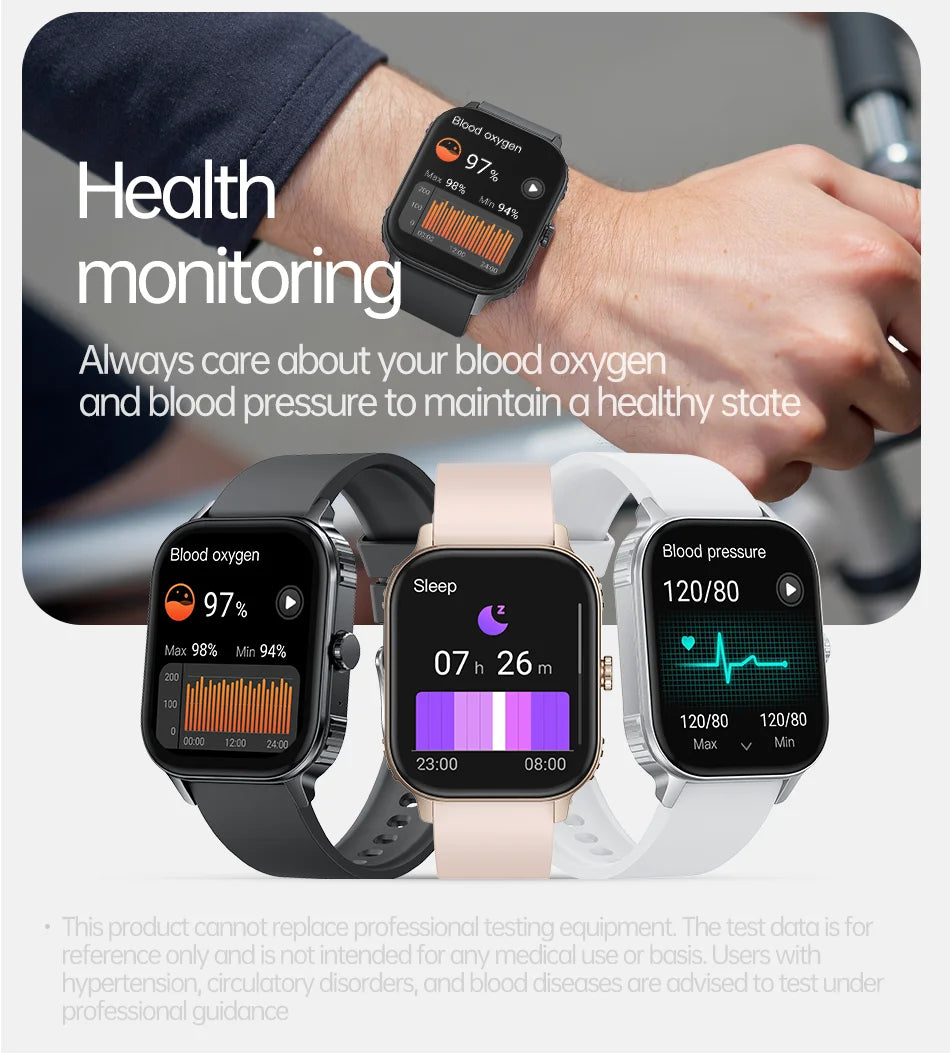 2025 new smart watch 1000MAH 2.04 inch ultra HD screen all day health heart rate detection 70+ sports IP68 waterproof BT call
