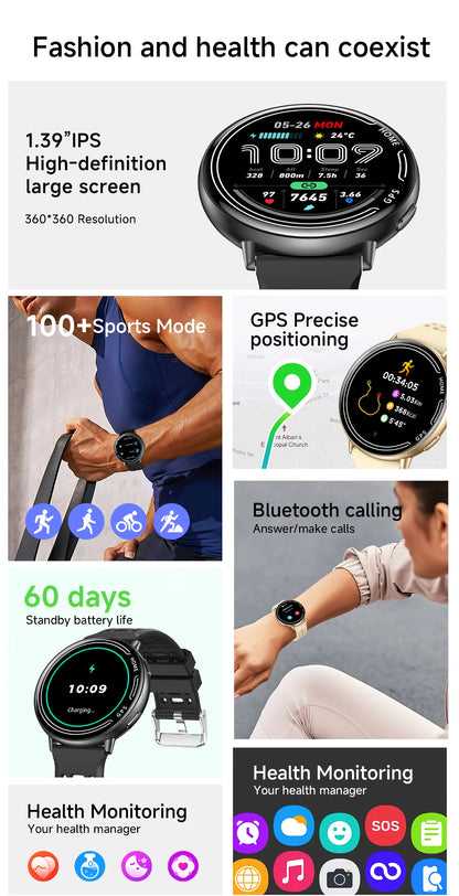 Smart Watch for Men Women Built-in GPS Fitness Watch with BT Calls 100+ Sport Modes IP68 Waterproof Smartwatch for Android iOS