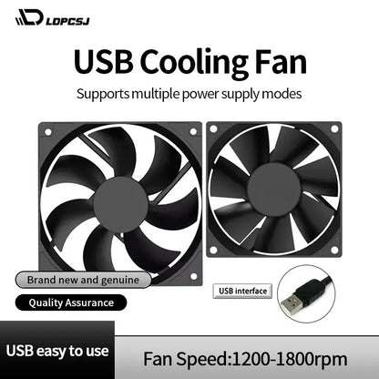 LDPCSJ USB Cooling Fan 8CM/12CM/14CM 800-1800RPM with USB Port Power Supply for Desktop Computer