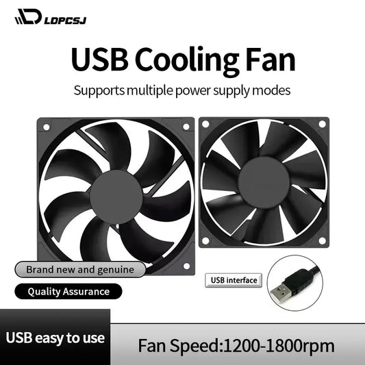 LDPCSJ USB Cooling Fan 8CM/12CM/14CM 800-1800RPM with USB Port Power Supply for Desktop Computer