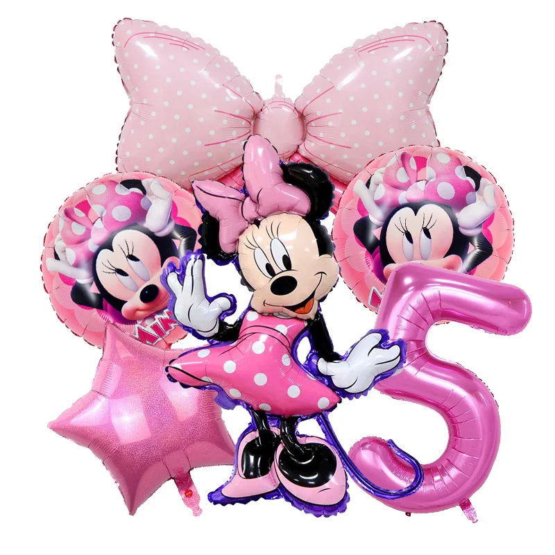Minnie Mouse Birthday Party Decorations Tableware Set Birthday Decorations Full Set Pink Balloons Banner Candy Box Kids Favors